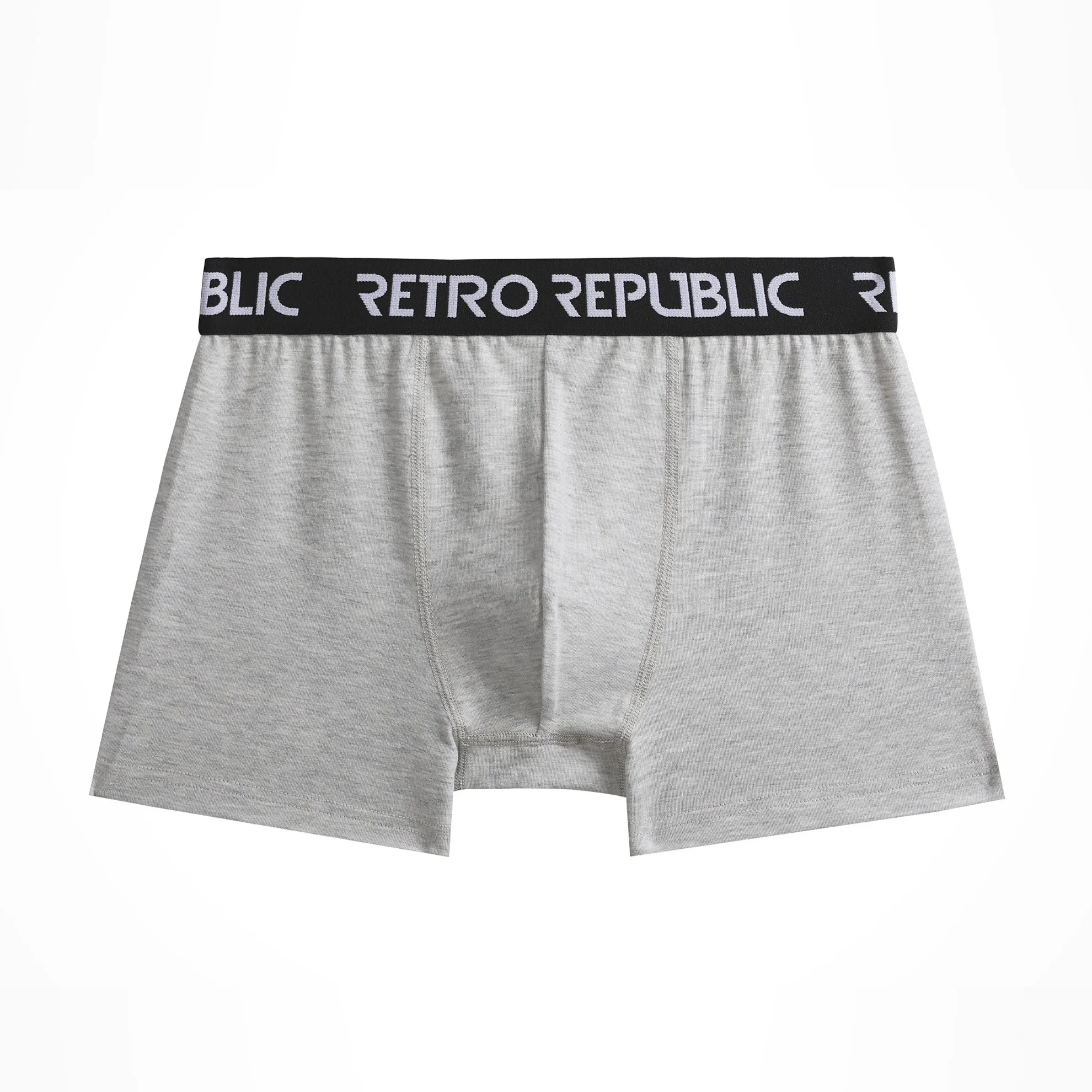 2023 Basic Organic Cotton Grey Comfortable Breathable Wicking Men Boxer with High Quality Black Wide Logo Printed Elastic