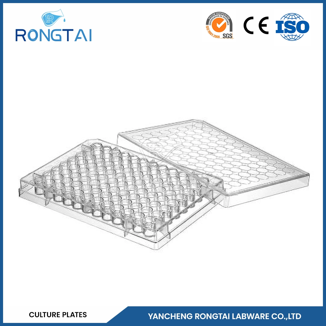 Rongtai 24 Mayorista/Proveedor de plato de cultivo celular de 96 pocillos de fondo plano de la placa de la placa de cultivo celular de China