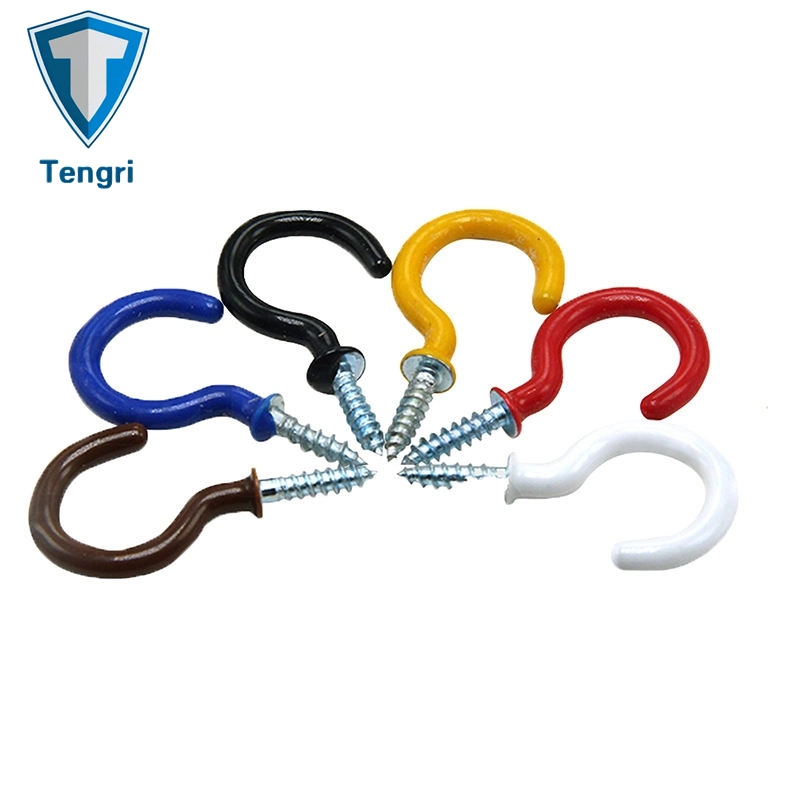 Tengri Colorful Coated Soft Plastic Ceiling Hooks Customized Cup Hooks Various Types of Screw