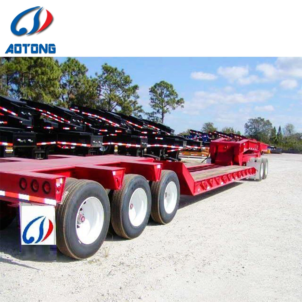 Hot Sale Transport Excavator Equipment Low / Flatbed Semi Trailer