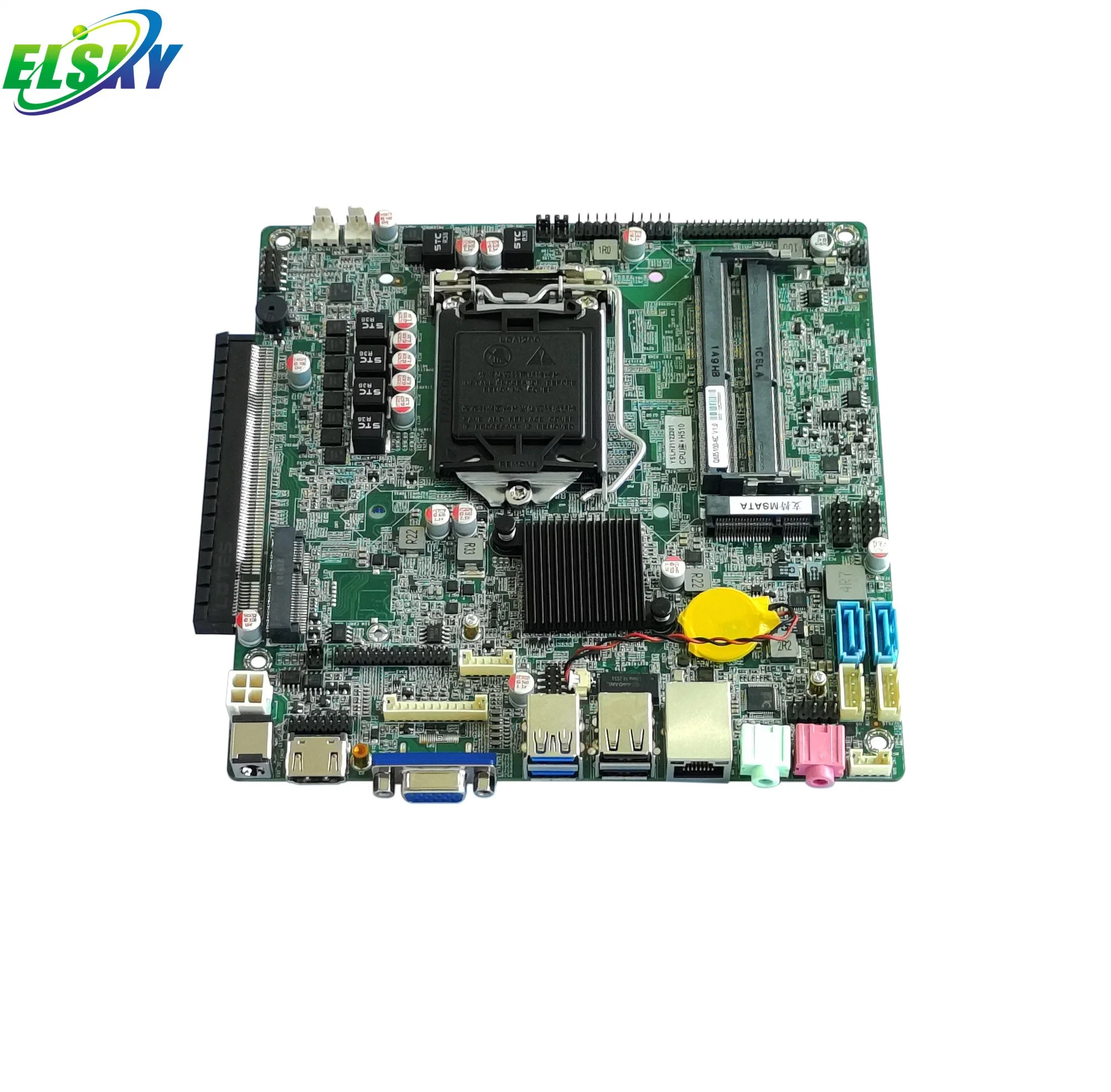 Elsky Mini PC Mainboard Qm5100 mit CPU Comet Lake 10th Gen Core i7-10700 H510 LGA1200 2*DDR4 Max128g 2LAN RS232 12V/19V Leistung