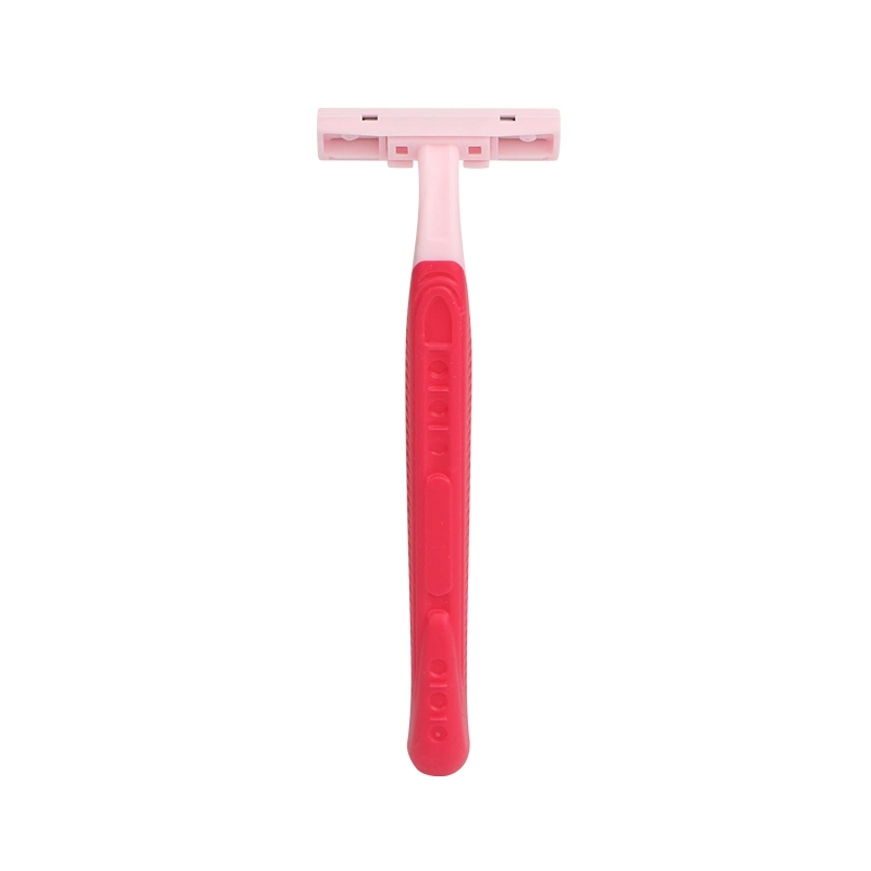 D214L Cheaper Price Rubber Handle Twin Blade Wome's Shaving Disposable Razor