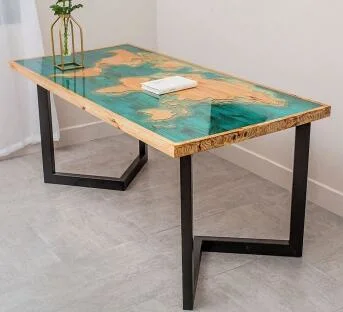 Epoxy Resin Solid Wood Map River Coffee Table Epoxy Resin Dining Table