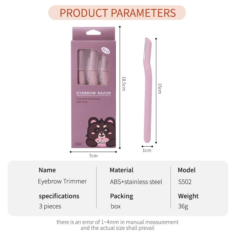 Plastic Safety Eyebrow Trimmers/Razors with Caps