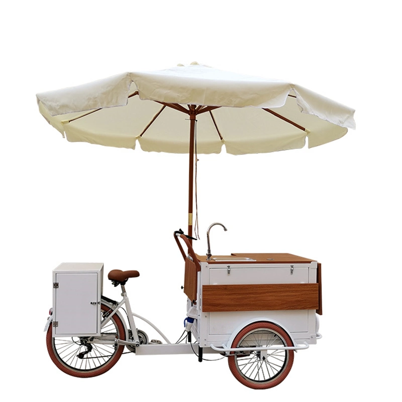 3 Ruedas Kiosco café helado de Carreta de bicicletas de Carga pedal eléctrico bebidas bicicleta triciclo de expendedoras de snack con mini refrigerador