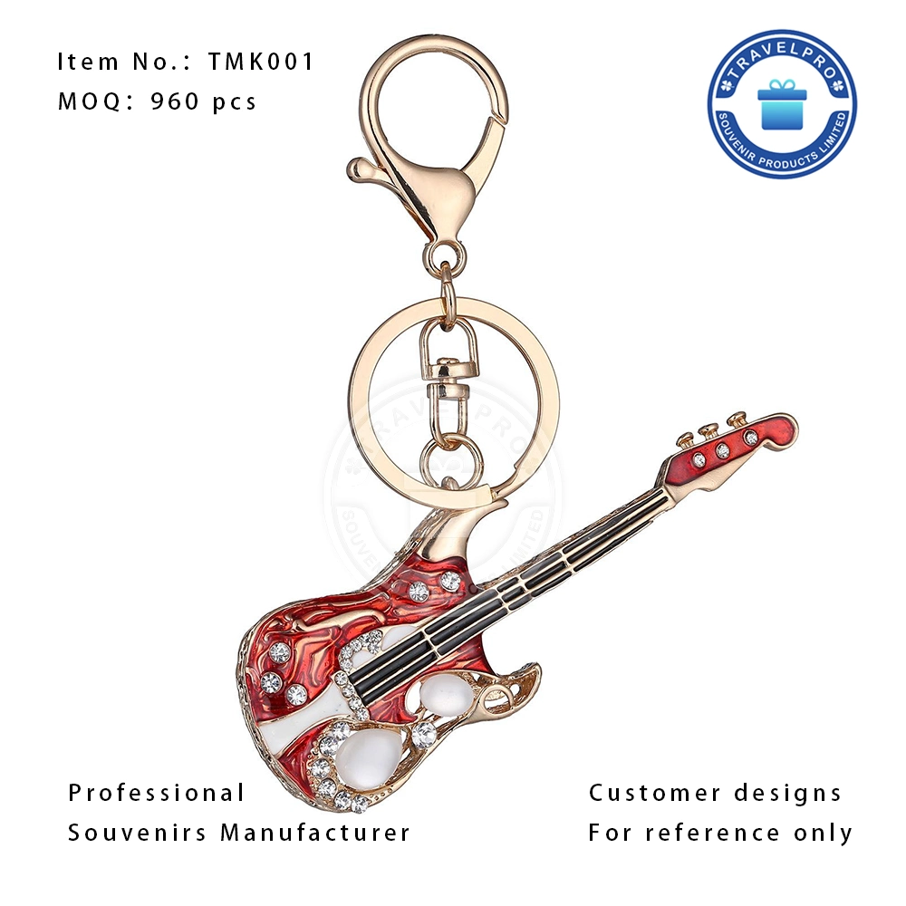 Custom Laser Letter Logo Music Pendant Soft Enamel Metal Keychain