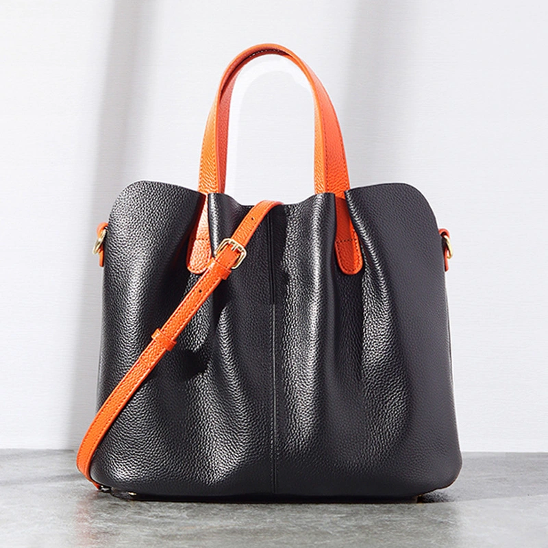 Large Capacity Genuine Leather Women's Bag Simple Shoulder Hand-Held Premium Tote Bag