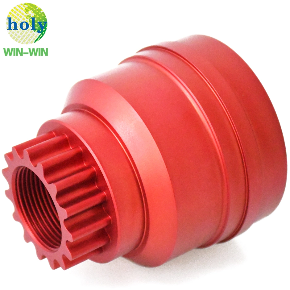 Professionally OEM Red Anodized Aluminum Turning Lathe Machining