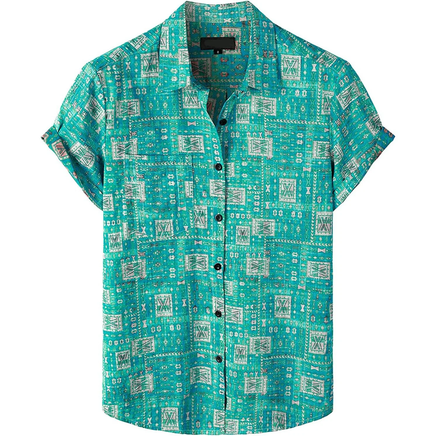 Factory Price Men Custom Summer Print 100% Cotton Beach Button up Hawaiian Aloha Shirts