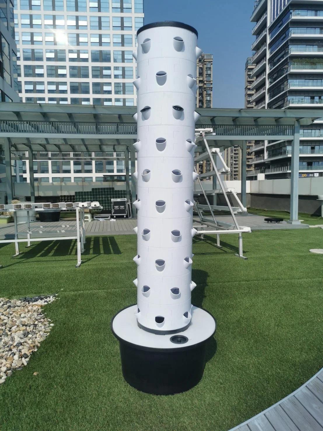 Sistema de potenciómetro de torre vertical empilhável para cultivo em Y de jardim