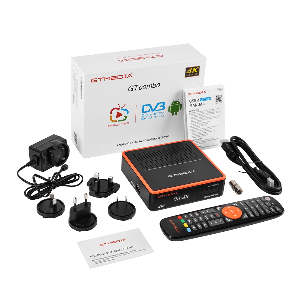 Android WiFi Gtcombo 4K de la IPTV receptor de TV DVB Combo Decodificador.