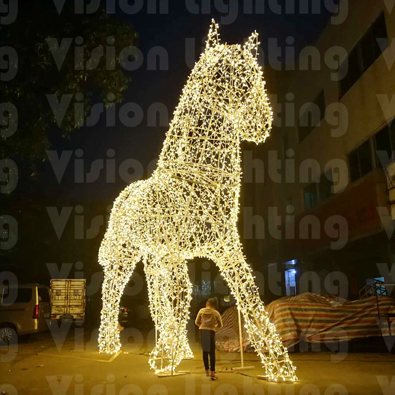 Outdoor Horse Animal Frame and Rope Motif Light for Holiday Light Show