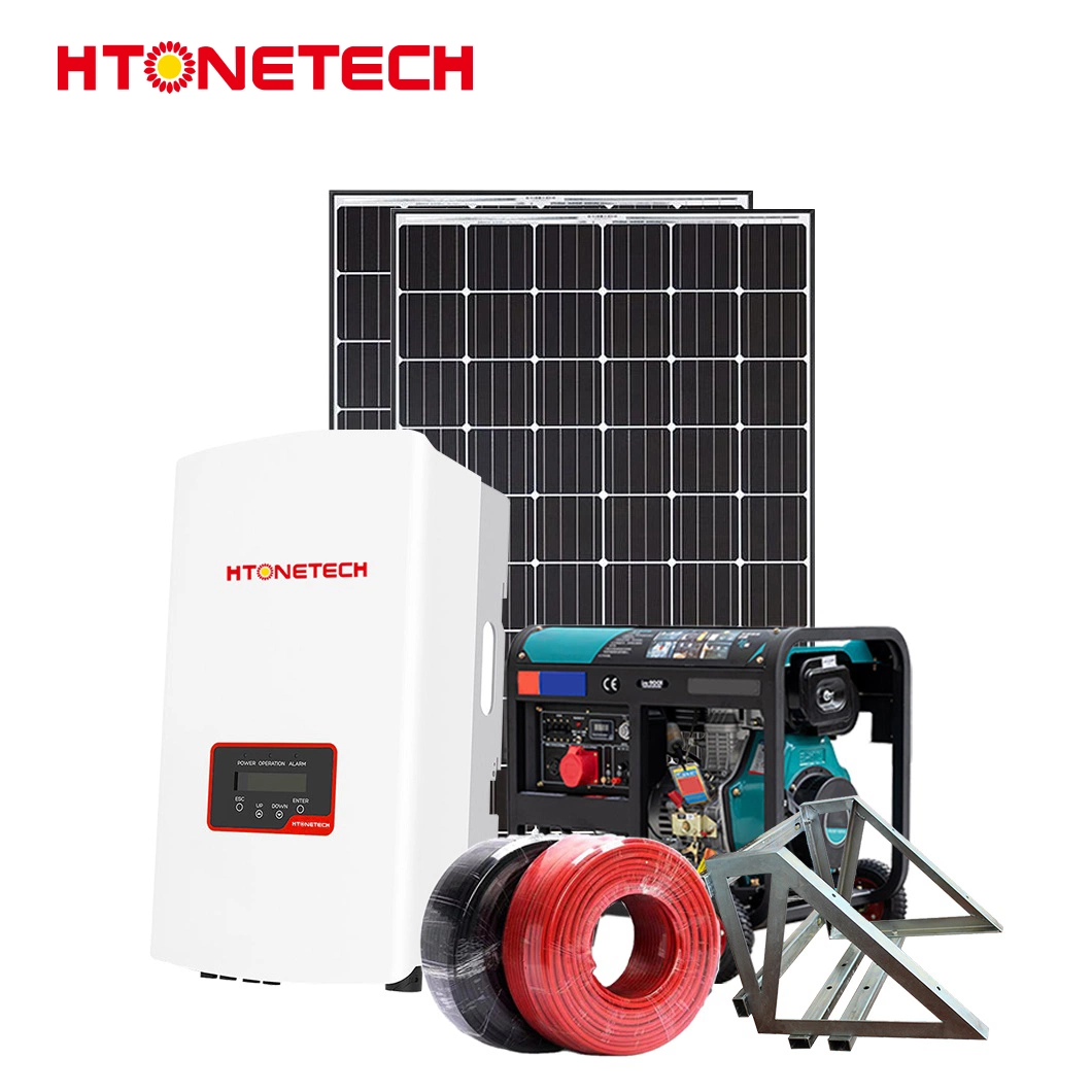 Htonetech 200 Watt constituídos Painel Solar Energia Solar Inversor Híbrido China 300W de energia solar com sistema 15kVA Trifásico Silencioso gerador diesel