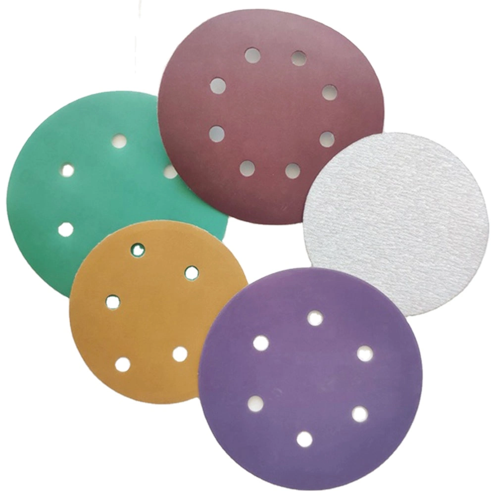 Free Sample P60-P800 Dry Schleifplatte Abrasive Sanding Paper Gold Yellow Round-Adhesive Sandpaper Discs Automotive Sand Paper