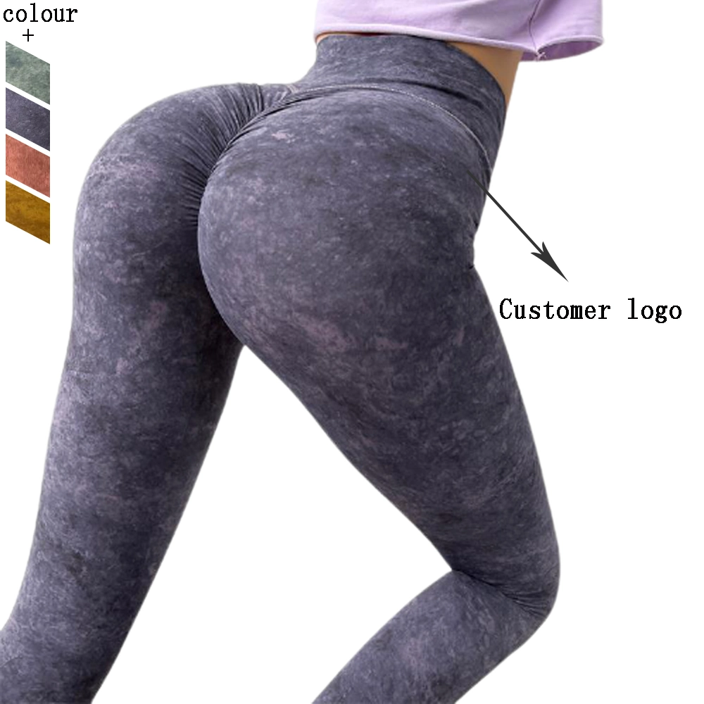 Customer Logo Sexy Activewear Tie Dye Tummy Control Scrunch Butt Gym Yoga Leggings Fitness Women Yoga Pants