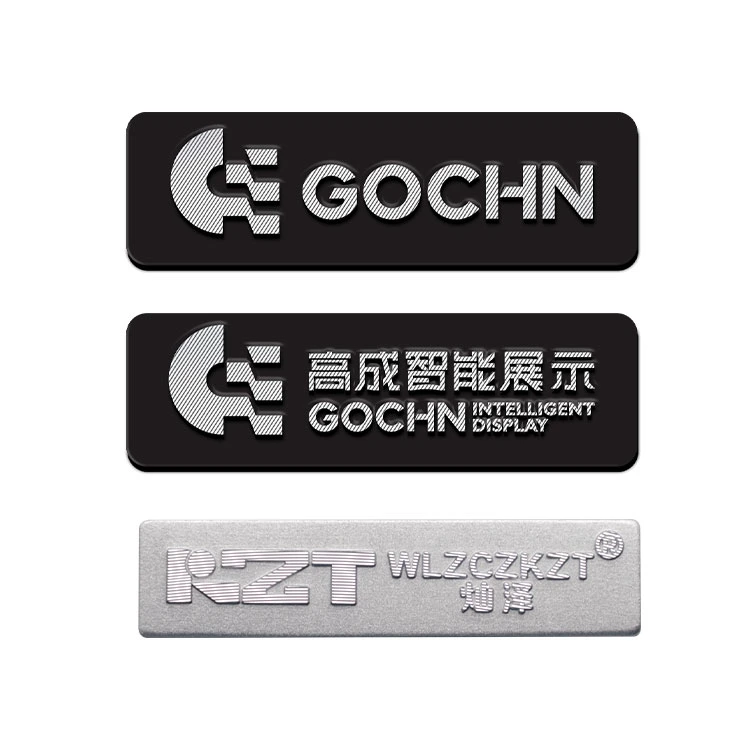 Custom Design Company Aluminum Logo Name Pin Tag Furniture Kitchen Door Fashion Clothing Handbag Product Metal Label