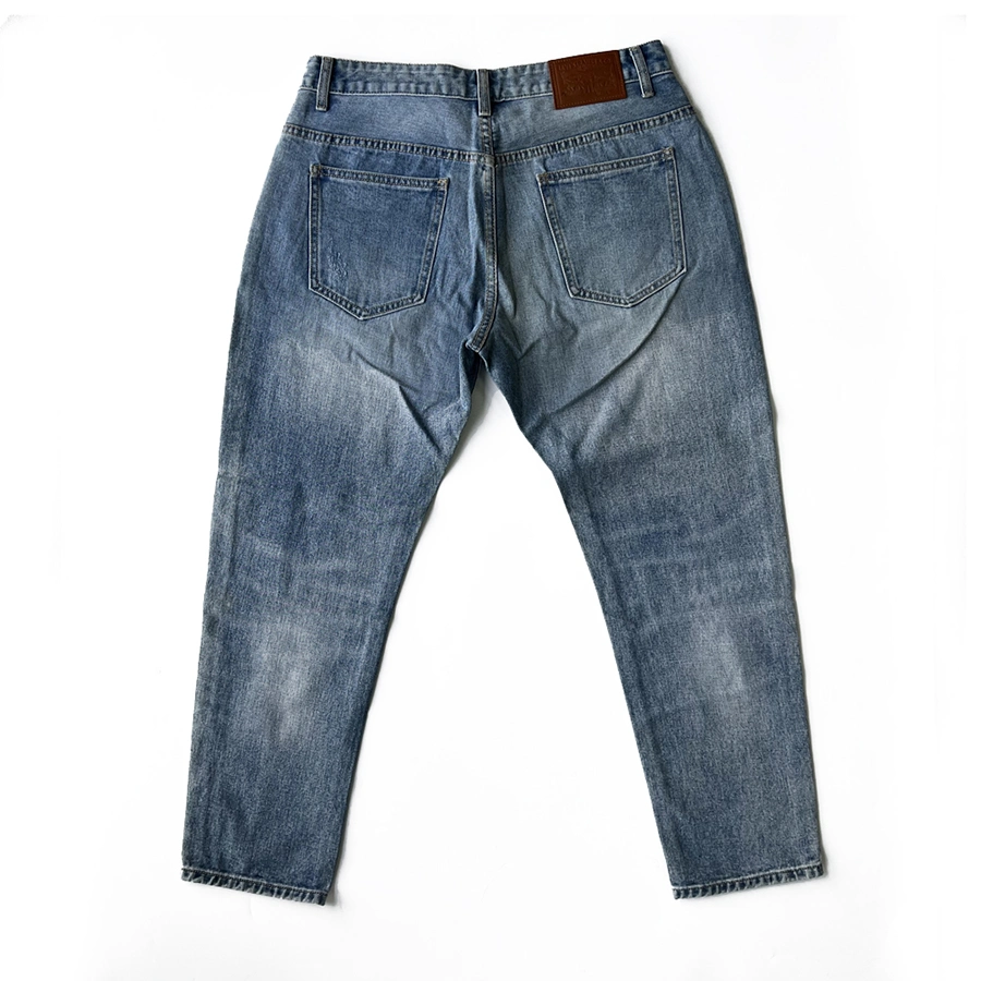 Además de tamaño personalizado bordado de algodón Loose-Fitting lavado Vintage Denim Jeans hombre