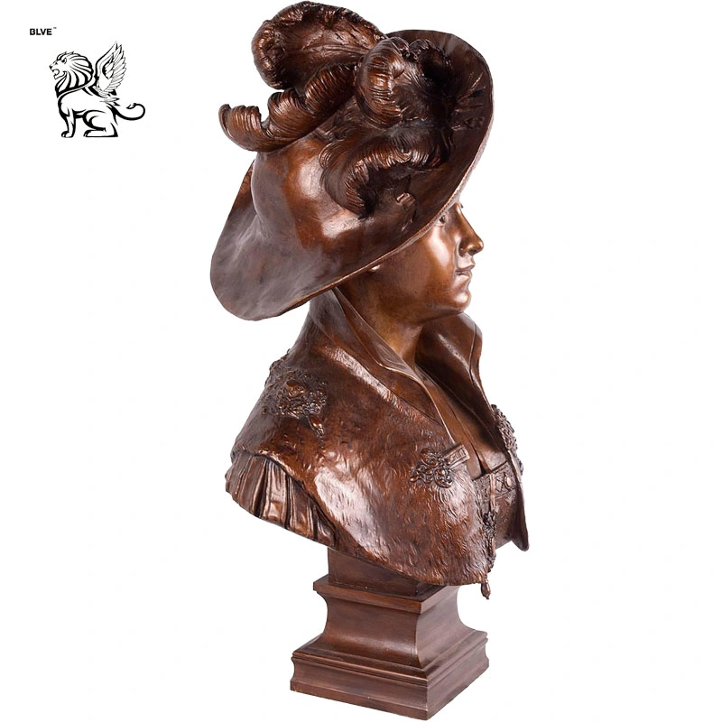 Romana de bronce de las mujeres cabeza de maniquí con sombrero Busto estatua BSG-29