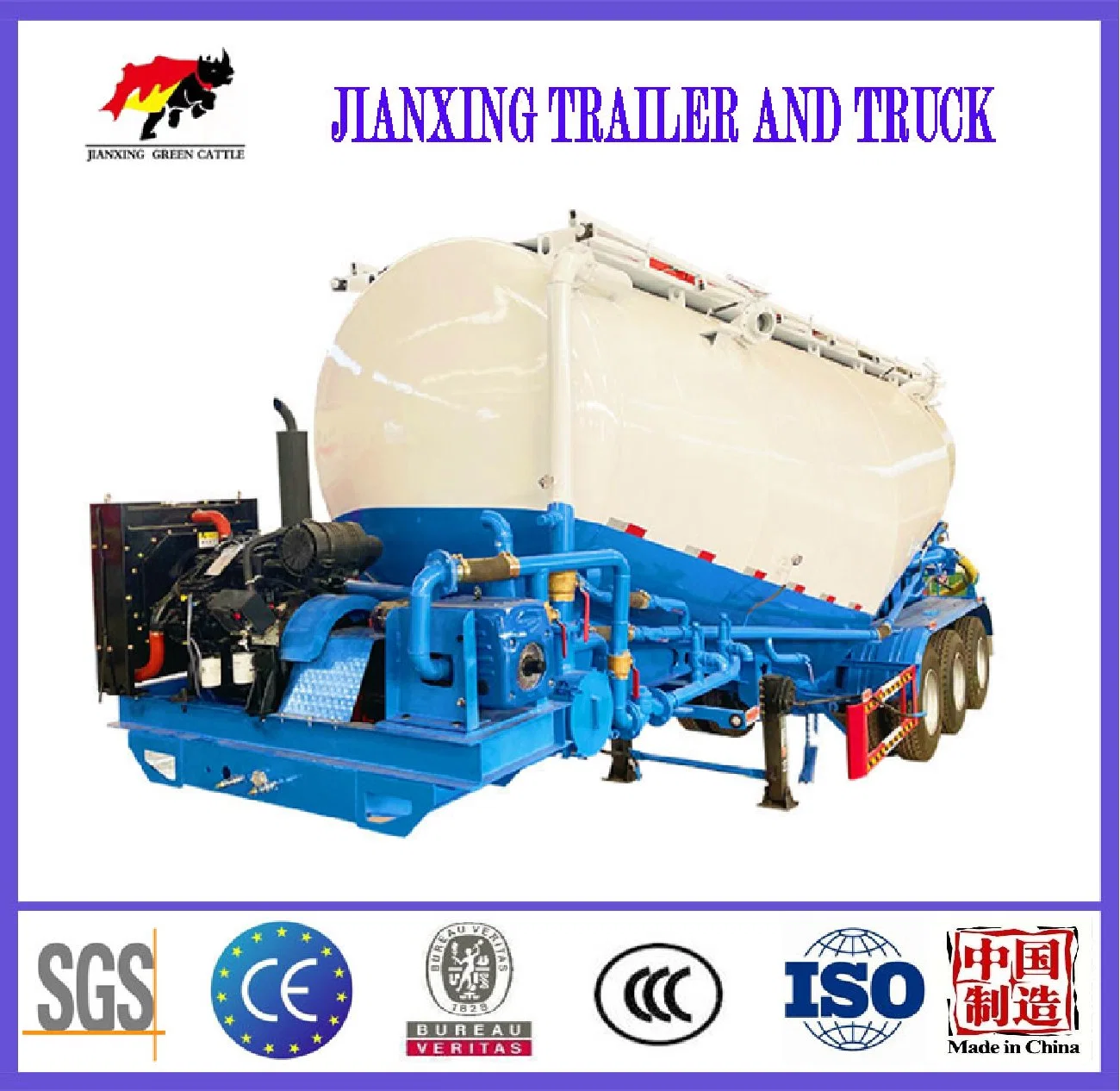 Cement Trailer Cement Trailer Sinotruk 3 Alxes Diesel Engine 50 Ton Tanker 45 Cbm Bulk Cement Tank