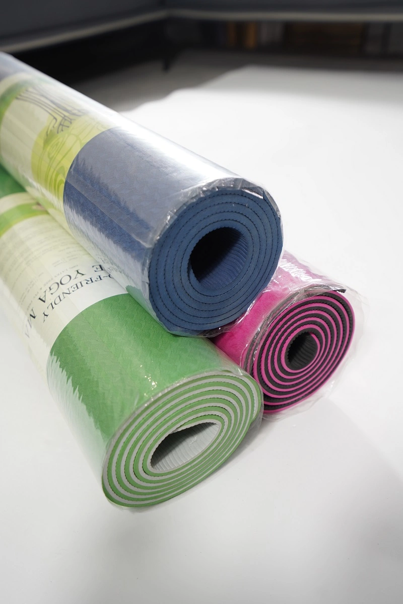 6mm Double Layers TPE Custom Print Logo Label Waterproof Anti Slip TPE Eco Yoga Mat