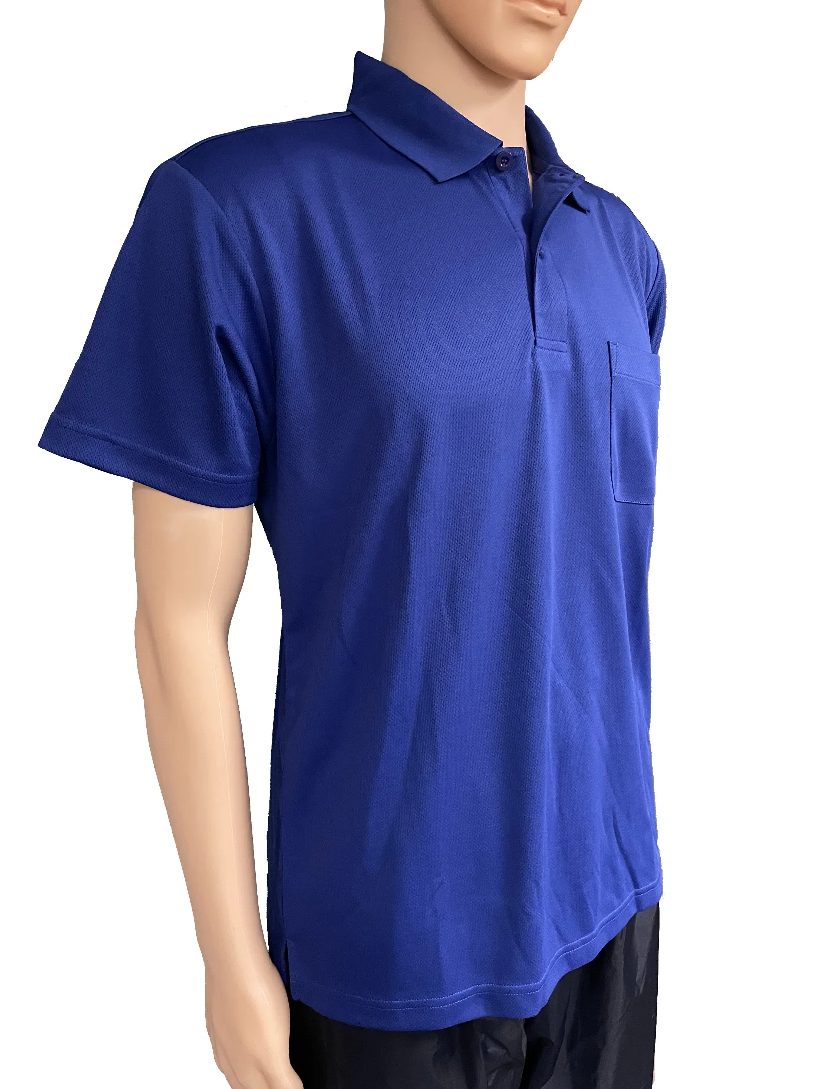 Blue Camiseta de ropa de punto para hombre de ajuste seco