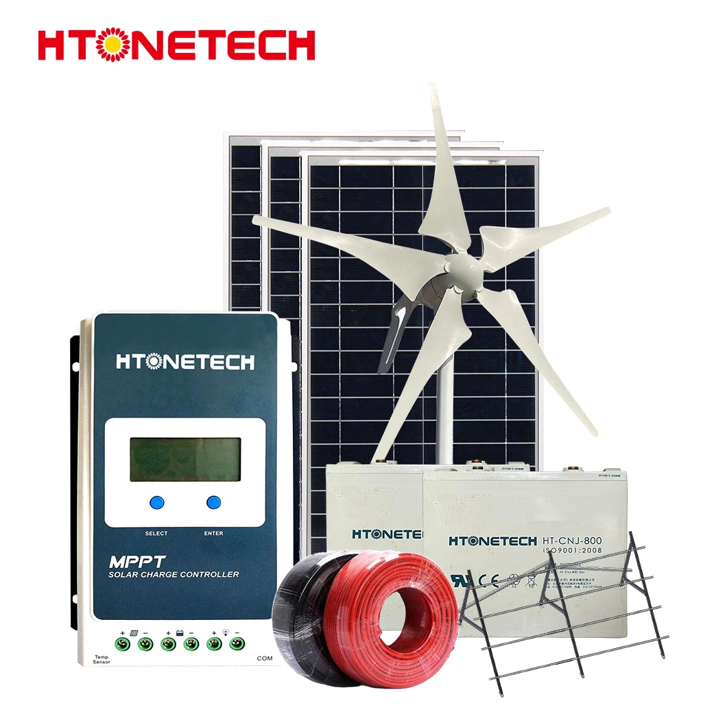 Htonetech 100 Watt Monocrystalline Solar Panel Wholesale/Supplierr 1kw Solar System China Hybrid Solar Wind Power Generation System Project with Three Phase Wind Turbine