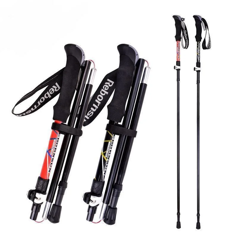 Camping Ski Tube Mini Carbon Pole Mini Crutch Walking Foldable Stick Nordic