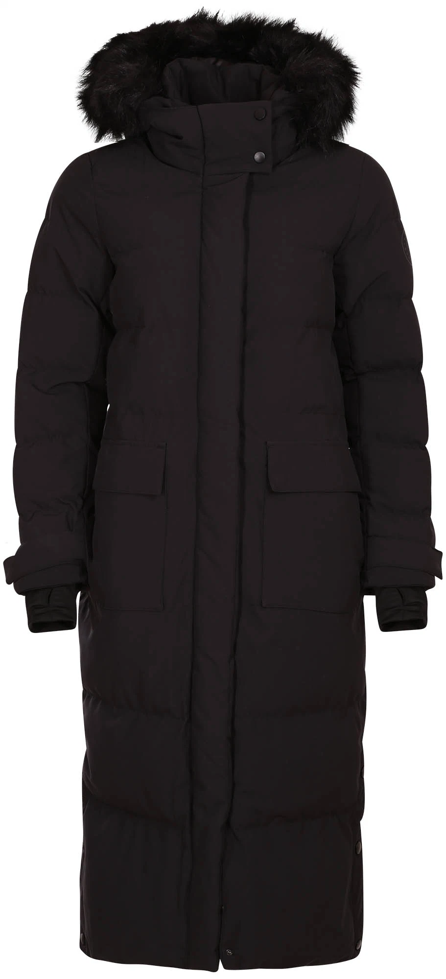 Long Quilted Coat for Women with Warm Microfiber Filling and Non-Detachable Hood