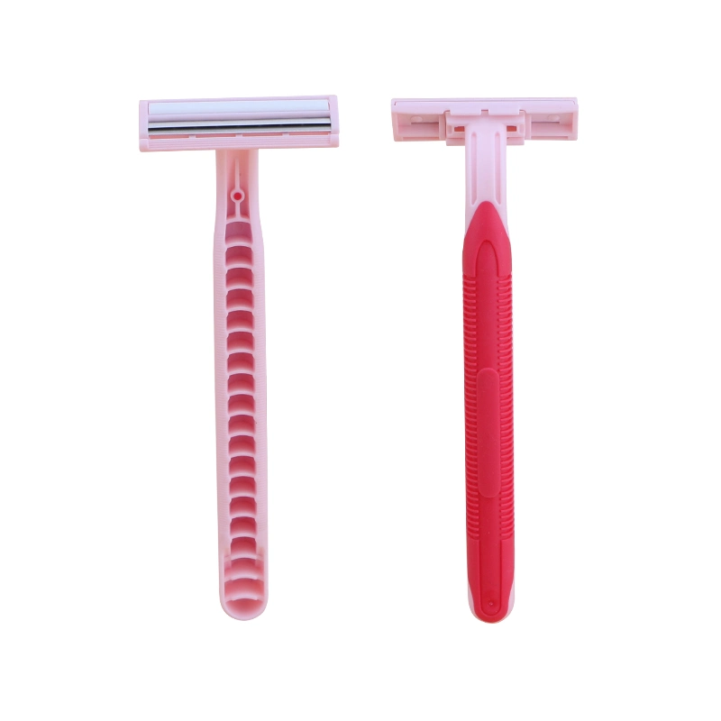 D228L Men Shaving Rubber Handle Twin Stainless Steel Blade with Lubricating Strip Disposable Razor