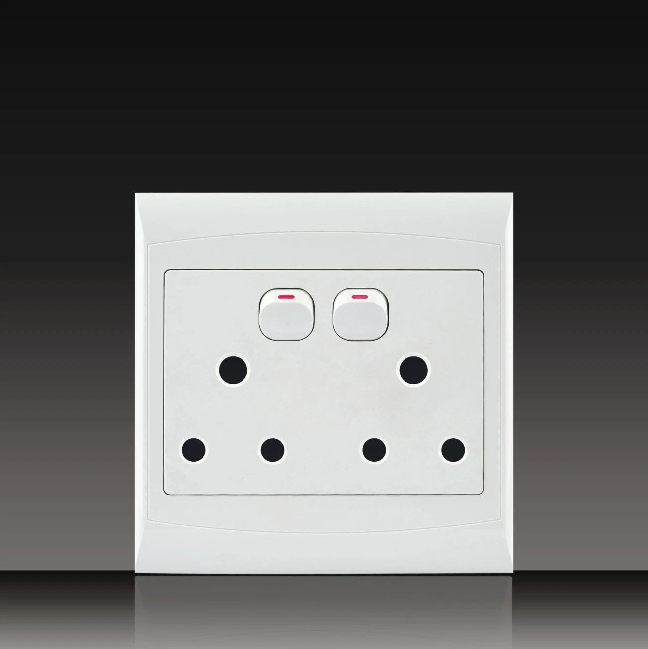 South Africa PC Material Double 16A 250V Push Button Electrical Wall Switch Socket 4*4 (S120B13-1)