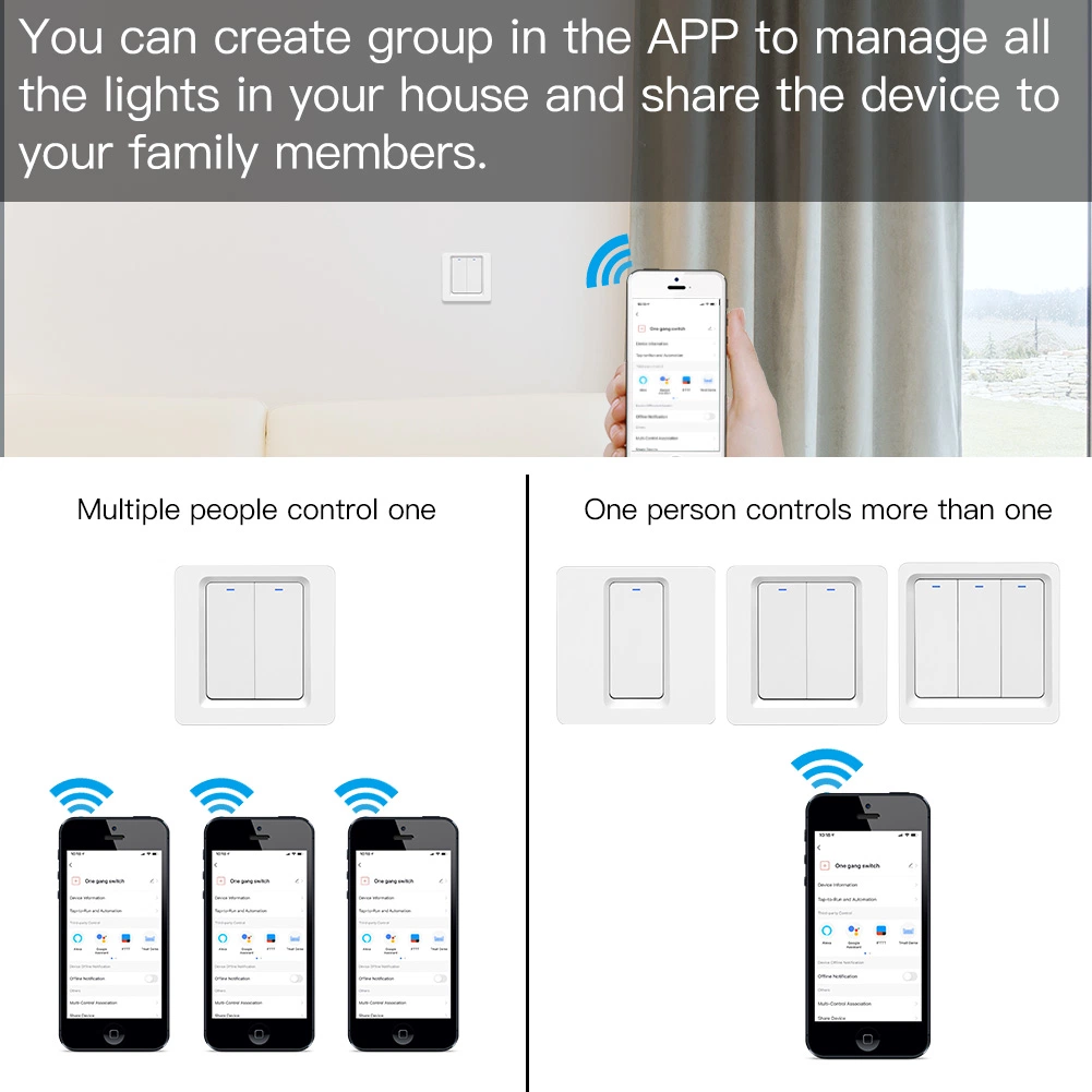 Hot Sales Multiple Gang eu Standards Smart Tuya WiFi Wall Toque no interruptor