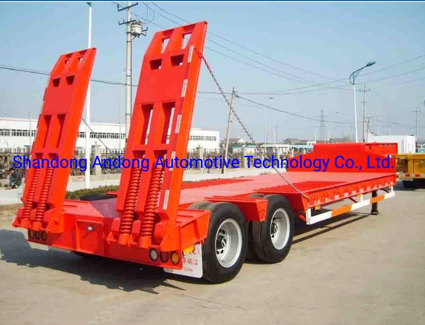 3 محاور بوزن 80 طن للجرافة للخدمة الشاقة اللودر المنخفض/Lowbed/ Lowboy مقطورة ذات قاعدة منخفضة مقطورة ذات نصف قطر للنقل بالحفار