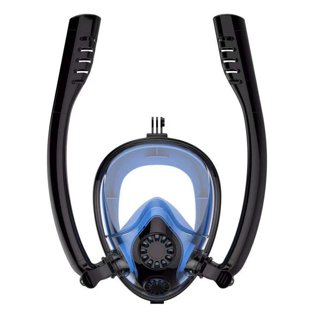 Double Breath Tube Swimming Mask, Full Face Underwater Snorkel Masks