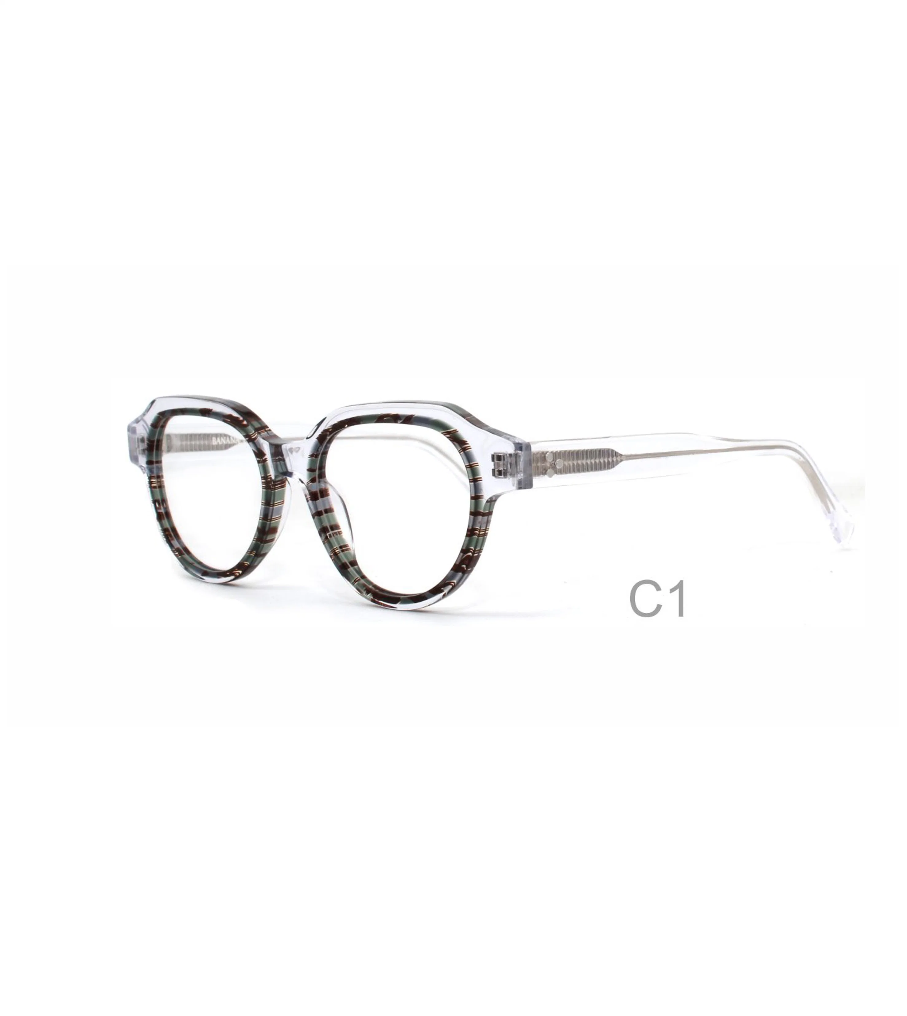 Unisex Round Vintage Lamination Acetate Eyeglasses Frames