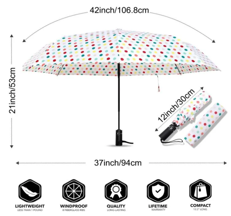 Vibrante colorido Imprimir tamaño corto de apertura y cierre automático de viaje plegable paraguas de sol y lluvia
