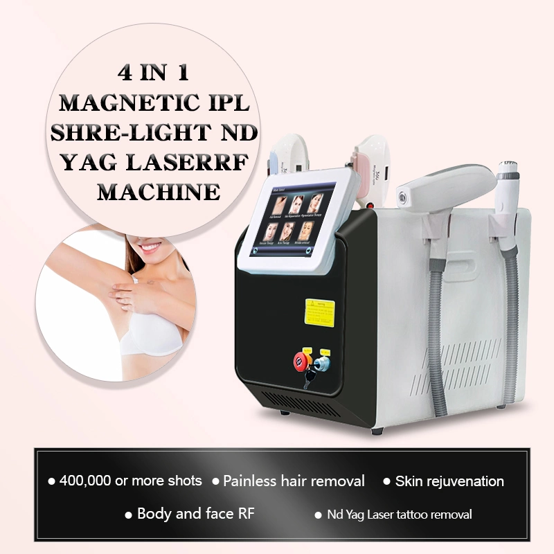 ADG 4-in-1 Beauty RF+808nm Diodo láser de eliminación de vello máquina+ND-YAG láser Máquina de eliminación de tatuajes + láser de Opt IPL de eliminación de vello