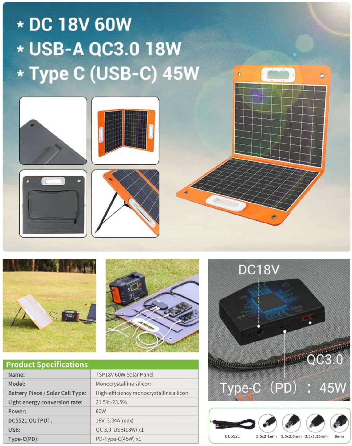 Hochwertige Outdoor Travel Fast Ladegerät 100W 120W 200W 150W OEM / ODM Flexible faltbare tragbare Solarpanel Fabrik