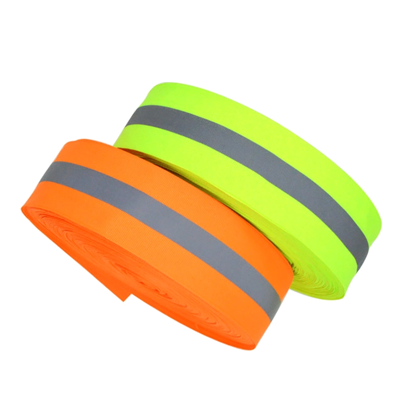 50mm Reflective Ribbon High Intensity Fluorescent Lime Green Polyester Reflective Webbing Ribbon