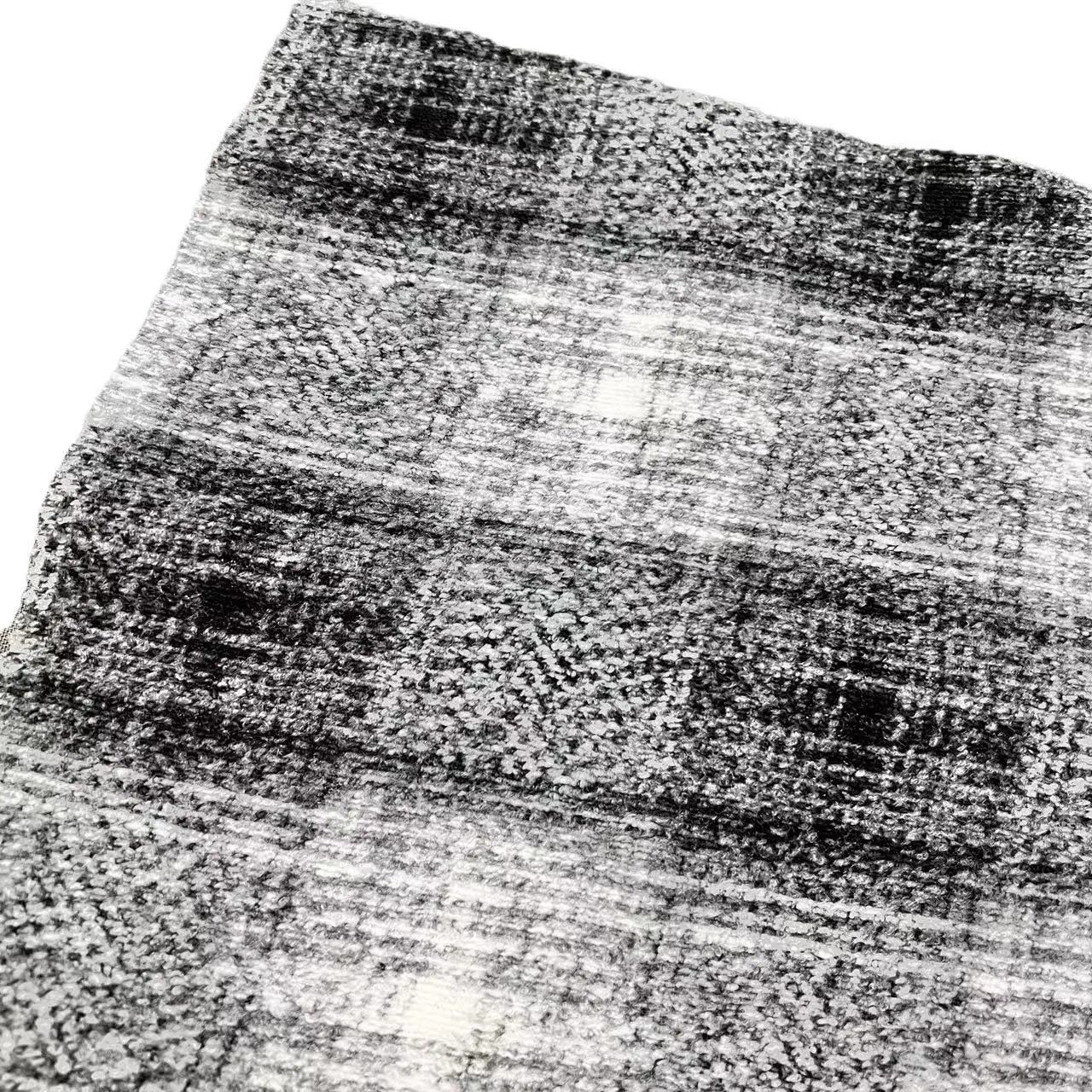 Grey Heather Yarn Dyed Knitted Wool Fabric Plaid Fleece for Oversize Shirts