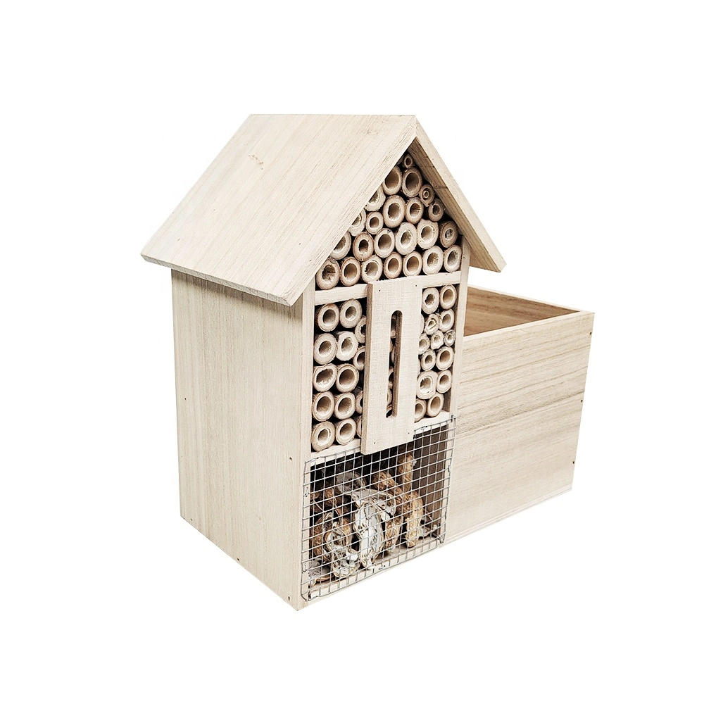 Natural Wooden Garden Beneficial Bug Bee Cage Insect Hotel Mason Bee House