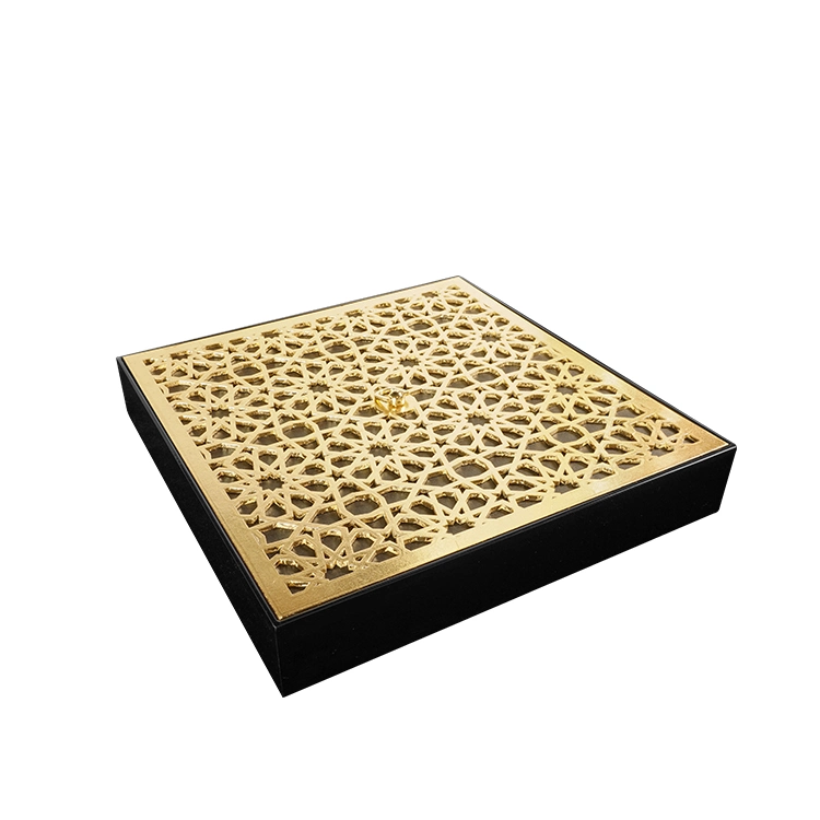 Sawtru Lid and Base Wooden Painting Box with Gold Foil and Engraved Pattern for Chocolate