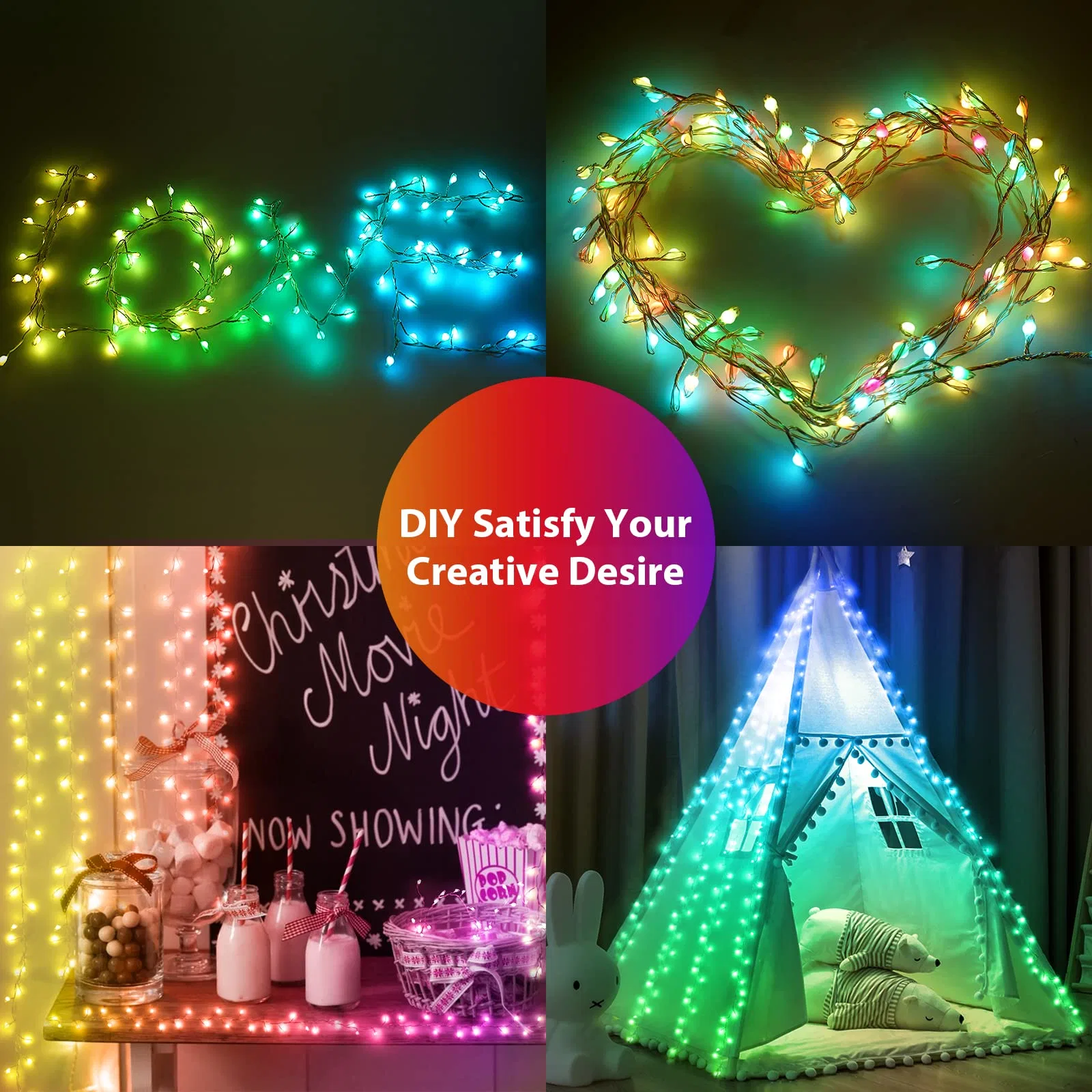 Fairy Lights Plug in, Color Changing Firecracker Lights Waterproof Cluster Starry String Lights with APP & RF Remote, Music Sync Firefly Lights for Christmas