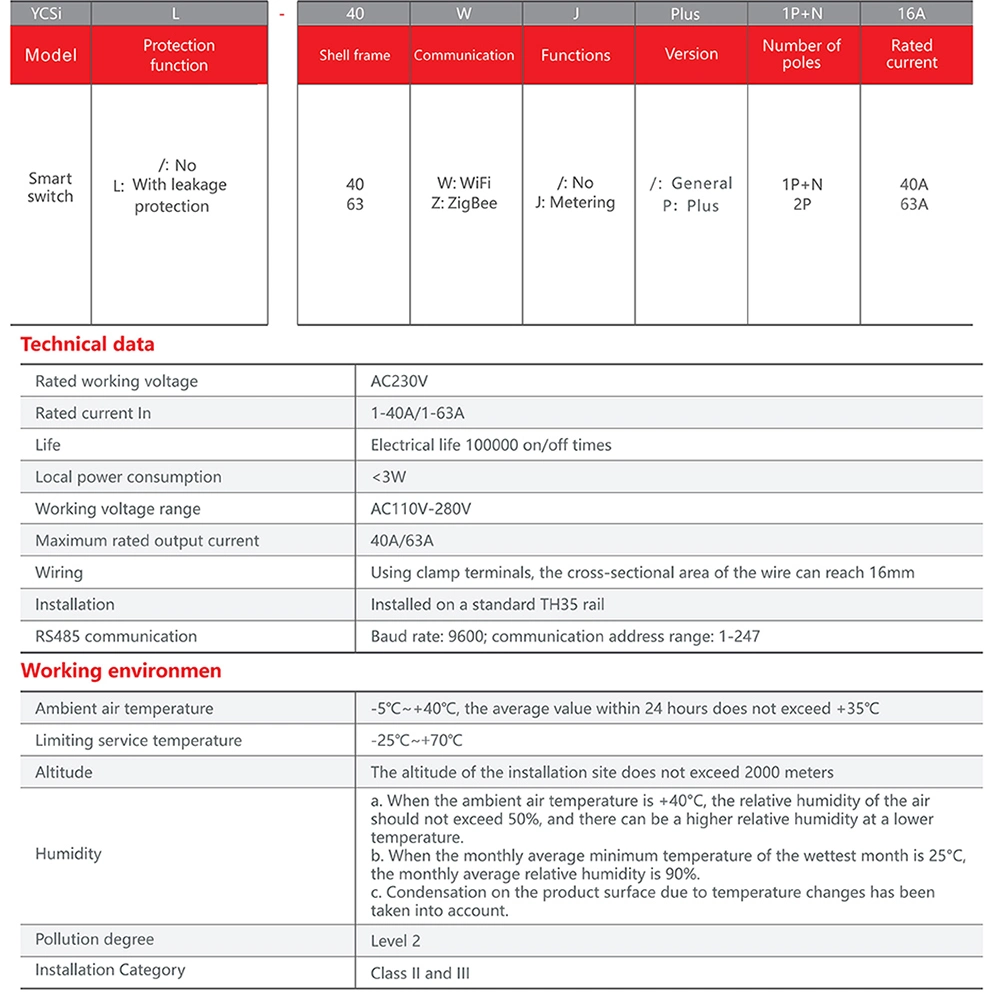 Disjuntor inteligente 63A 40A com Wi-Fi/Zigbee de fábrica com controlador WiFi Para MCB