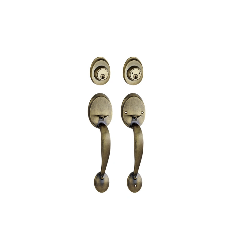 Long Security Steel Door Pull Handle Lock Set Antique Hardware