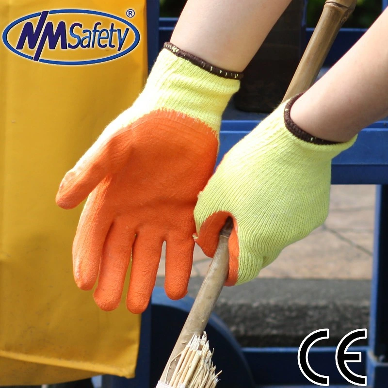 Nmsafety Cheap Wholesale/Supplier Polyester Coated Crinkle Latex China Safety Working Gloves