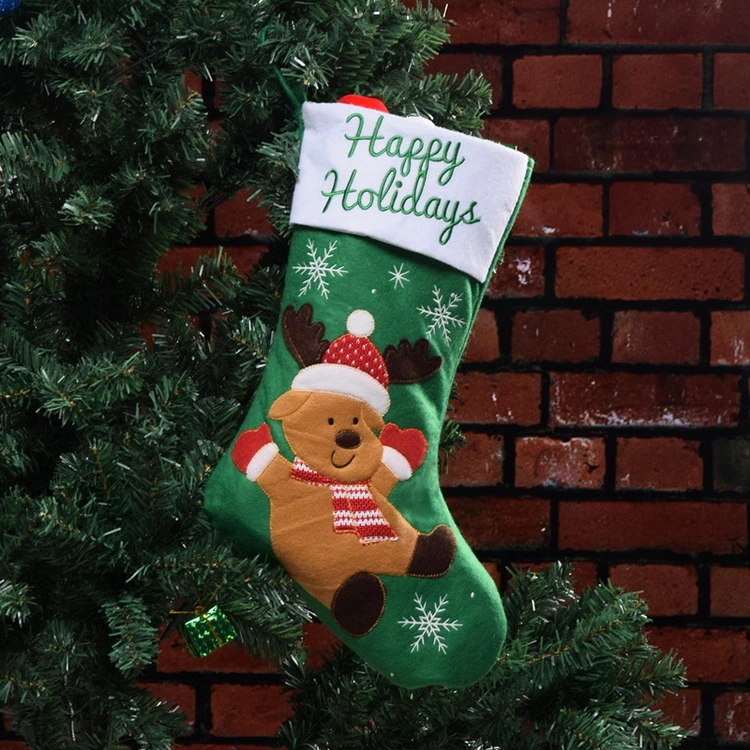 El bordado El logotipo personalizado tejidos de punto rojo vacaciones lindo pelo Fancy Sock Medias de Navidad