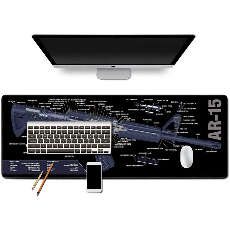 High quality/High cost performance Customized Gun Weapon Full Printed Design XXL Extended Large Keyboard Gaming Mouse Pad