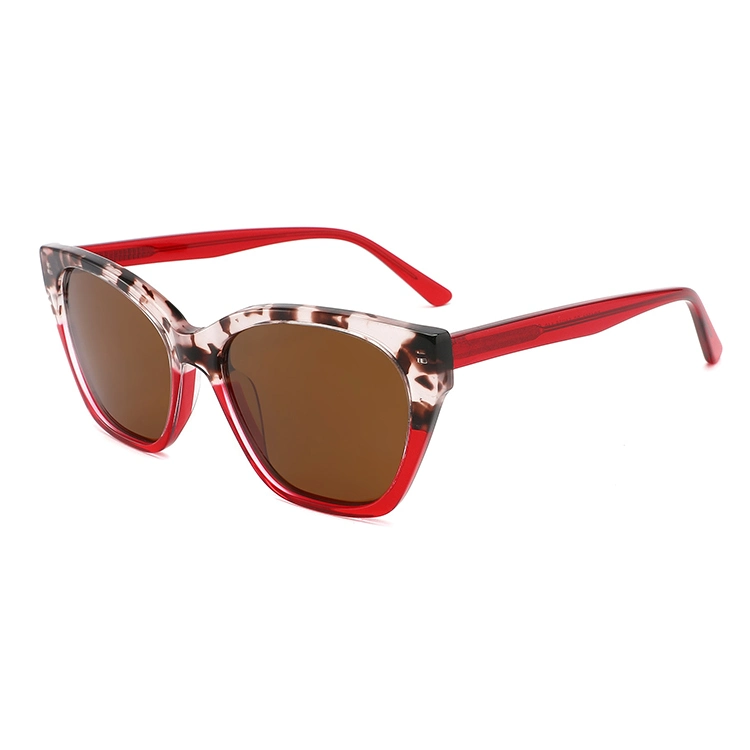 مصمم Acetate Lentes De Sol Fashion Big Frame OEM مستقطب نظارات شمسية من العدسة Leopard