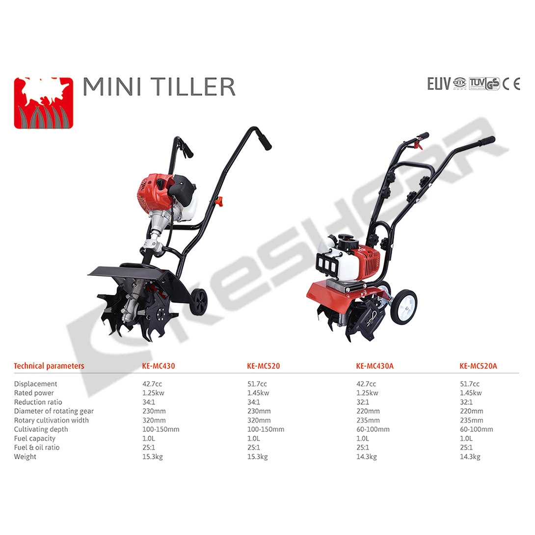 51,7cc Jardín y Agricultural Mini Tillers de la tejedor de la gasolina