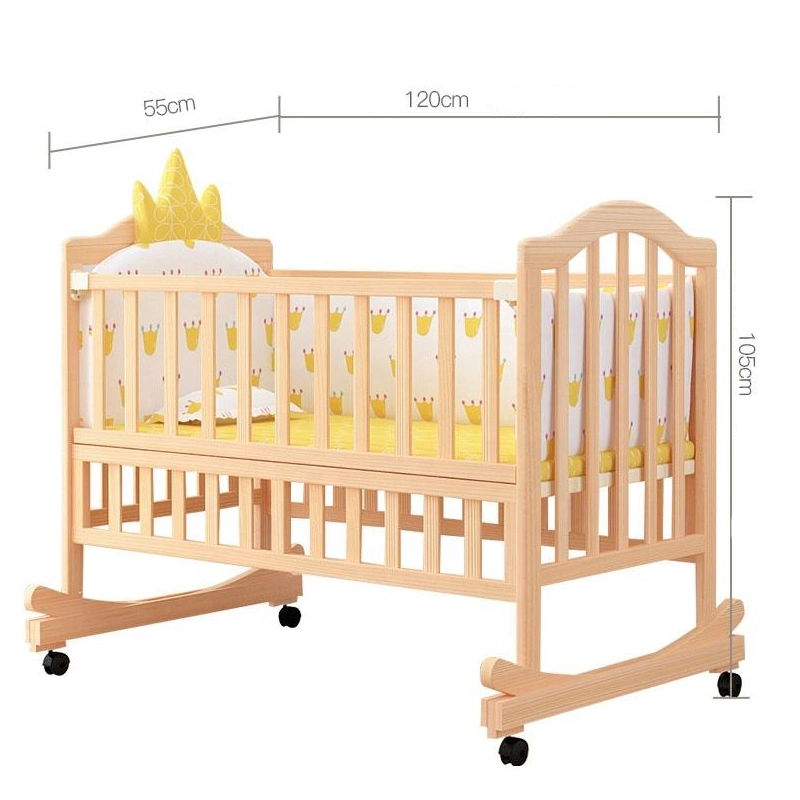 Lit de bébé en bois naturel moderne, bon marché et personnalisé pour nouveau-né.